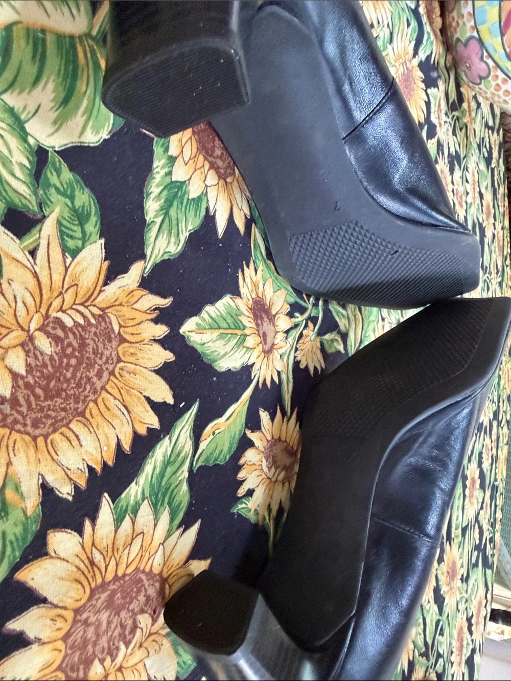 Ara Black Leather Flats with Brown Trim Germany 7g